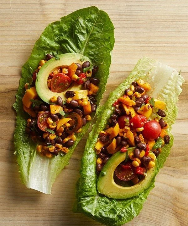 Delicious vegan lettuce cups filled with colorful vegetables