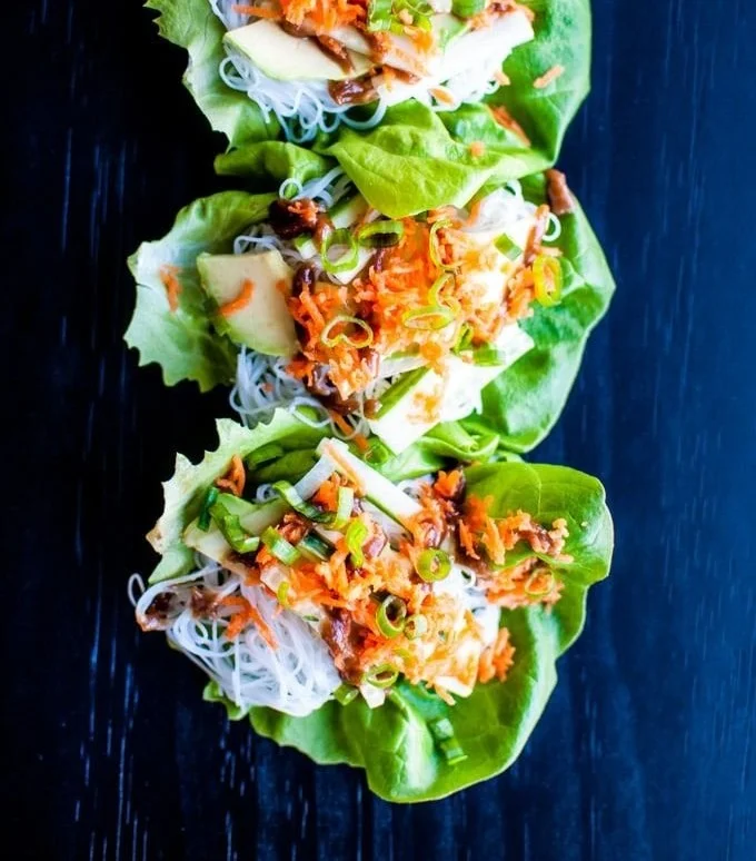 Veggie Lettuce Wraps with Sweet Peanut Sauce 6 Veggie Lettuce Wraps with Sweet Peanut Sauce