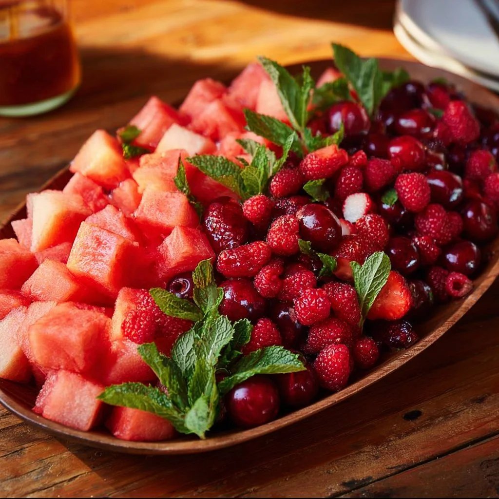 Watermelon Fruit Salad with Lime Mint Dressing