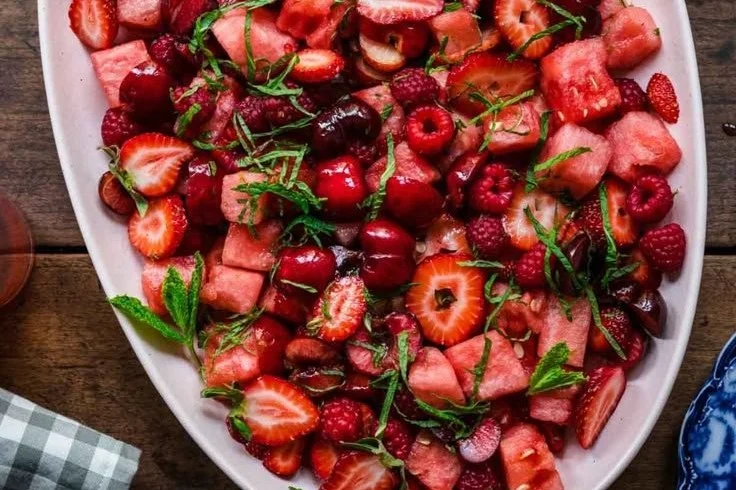 Watermelon Fruit Salad with Lime Mint Dressing