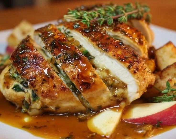 Apple Brie Stuffed Chicken 4 Apple Brie Stuffed Chicken recipe with creamy brie and sweet apples