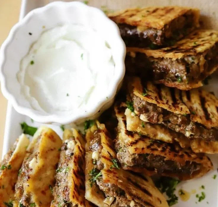 Delicious Arayes - meat stuffed pita grilled to perfection