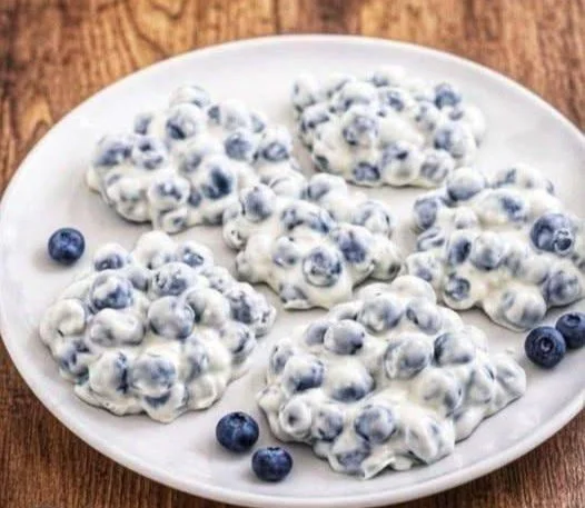 Blueberry Yogurt Bark 4 Blueberry yogurt bark topped with fresh blueberries and drizzled with yogurt