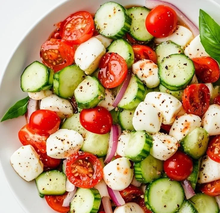 Cucumber Caprese Salad 5 Cucumber Caprese Salad