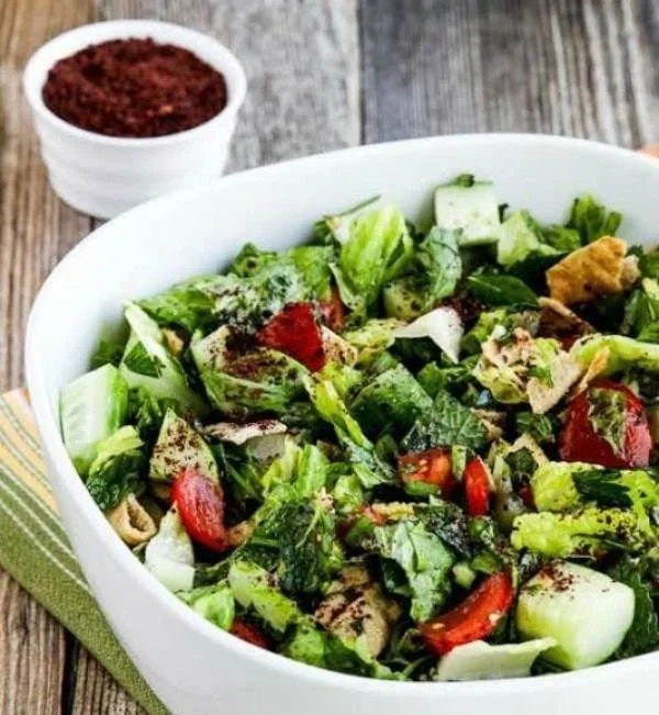 Fattoush Lebanese Salad with Sumac and Pita Chips