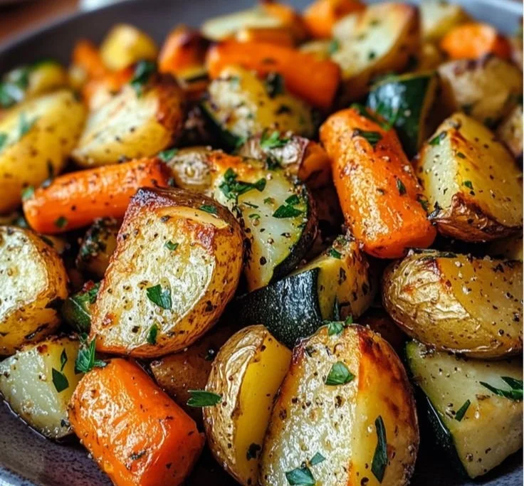 Garlic Herb Roasted Potatoes, Carrots, and Zucchini