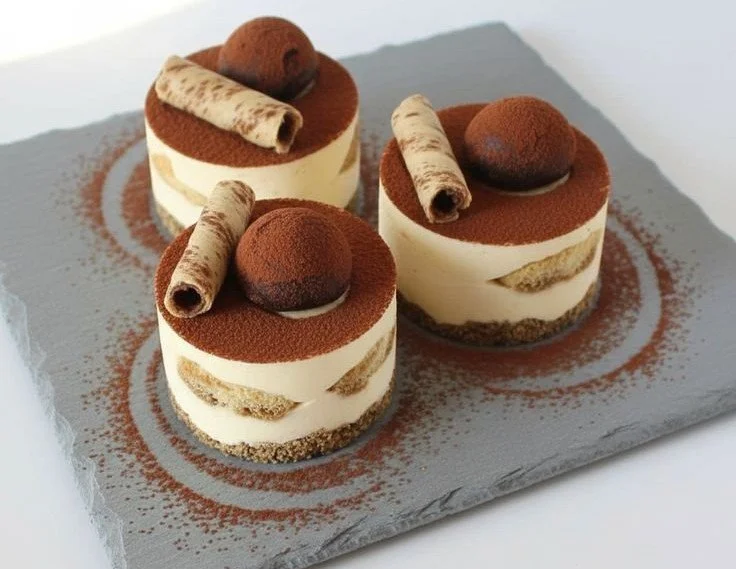 Mini Tiramisu Cheesecake with coffee flavor and creamy layers