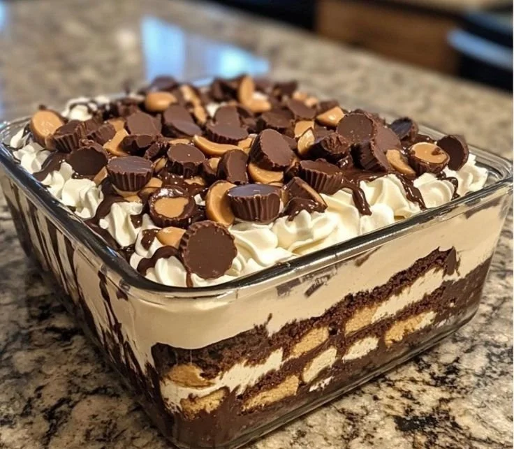 No-Bake Chocolate Peanut Butter Mousse Dessert 4 No-bake chocolate peanut butter mousse dessert in a glass with chocolate shavings.