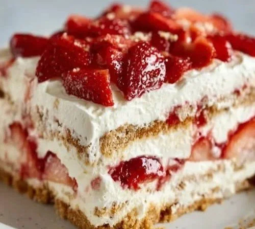 Strawberry Cream Cheese Icebox Cake 4 Delicious Strawberry Cream Cheese Icebox Cake layered with fresh strawberries and cream cheese