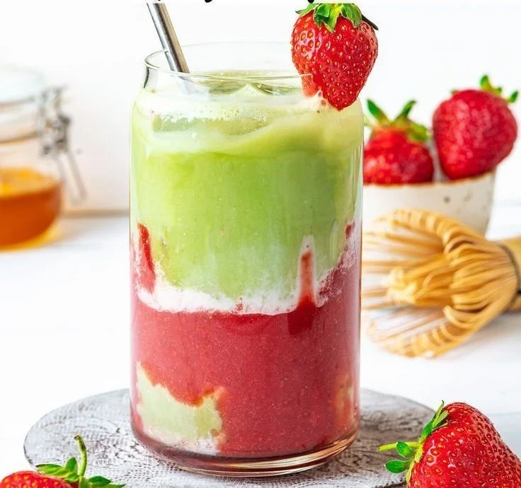 Vegan Strawberry Matcha Iced Latte